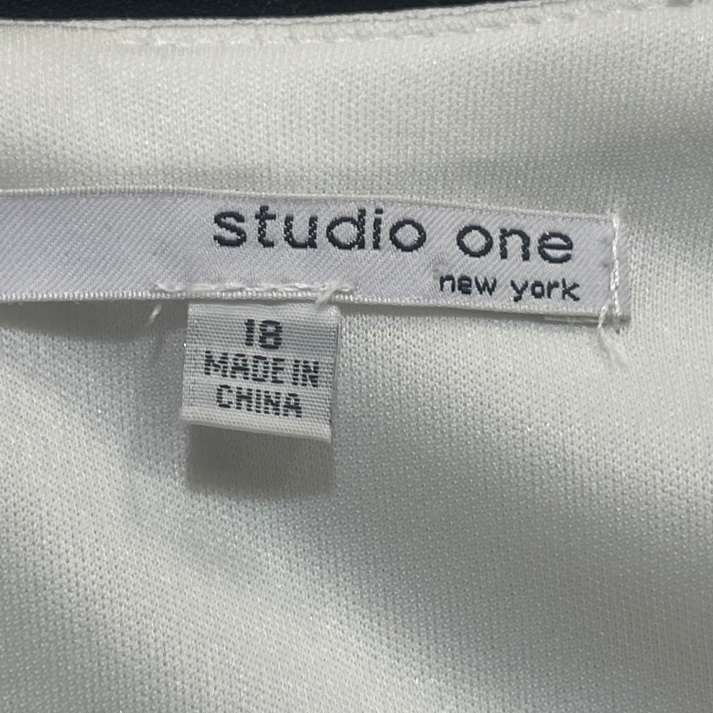 Studio One Color Block Red White Black Sleeveless Lined Shift Dress Size 18 - Picture 4 of 7